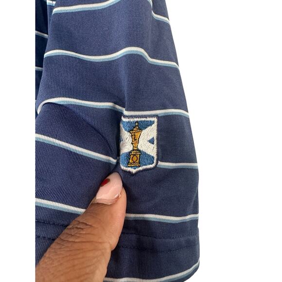 Peter Millar Summer Comfort Blue Striped Golf Short Sleeve Polo Shirt Large - Picture 4 of 13